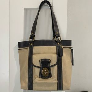 Coach canvas & leather tote bag.